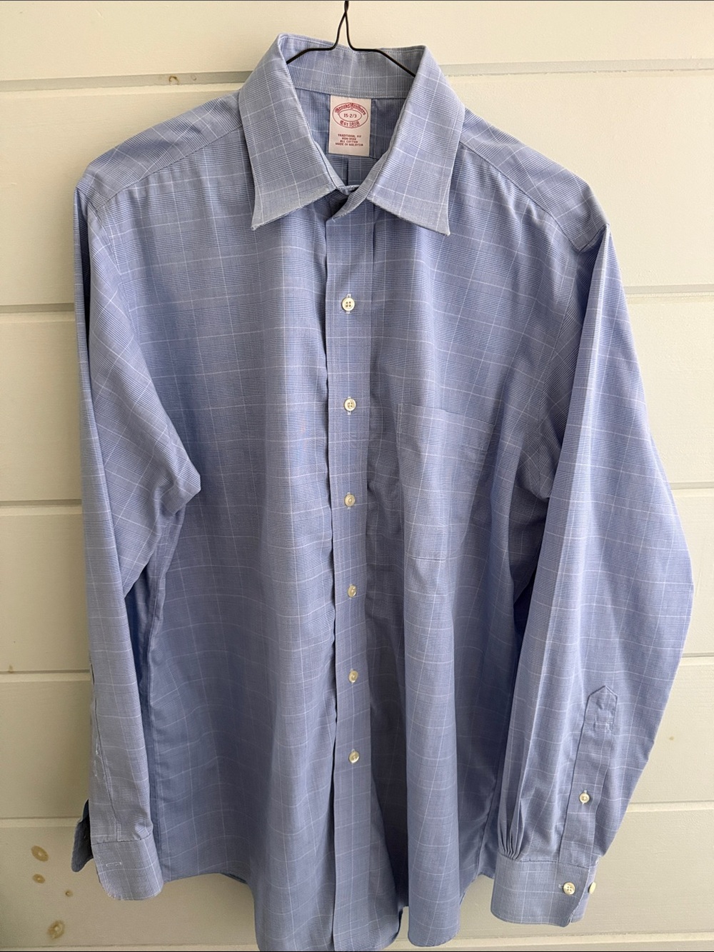 Men's Brooks Brothers Blue Plaid Dress Shirt 15 2/3